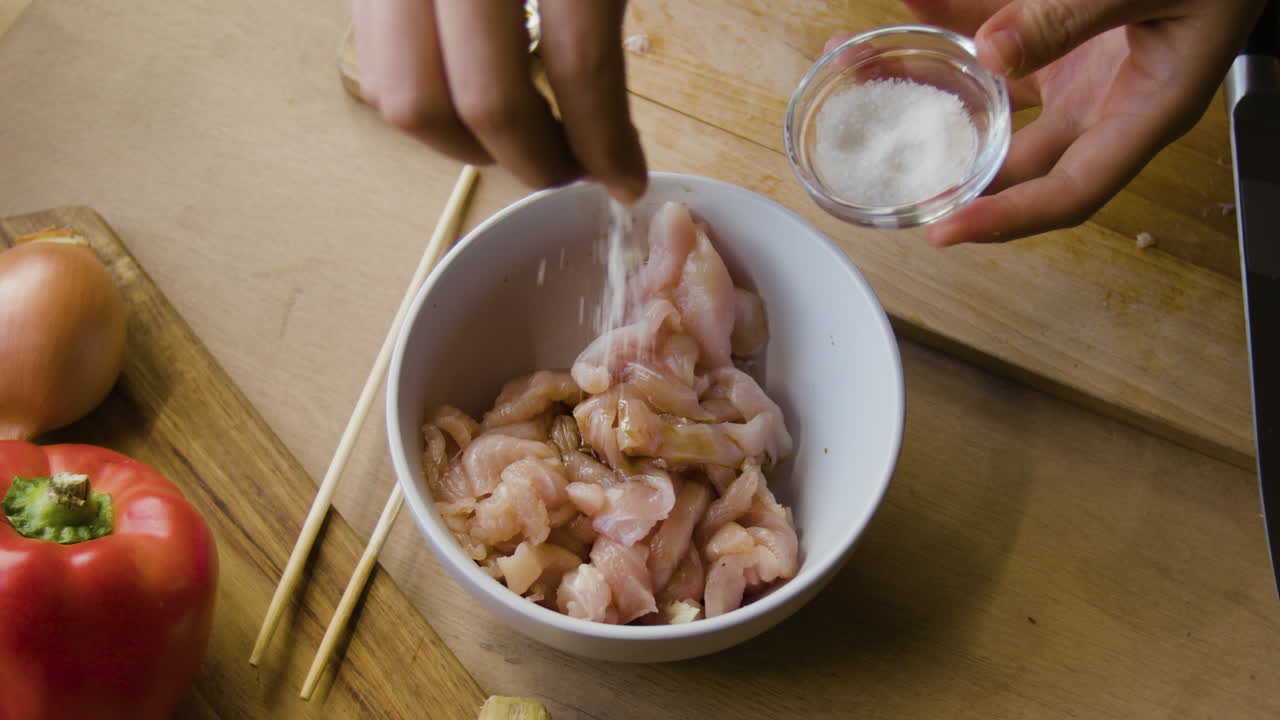 Adding Salt to Marinated Chicken Strips