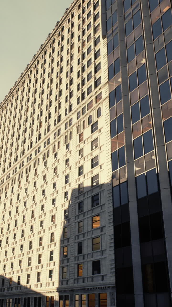 Edificio con ventanas simétricas y efectos de sombra que resaltan la estructura