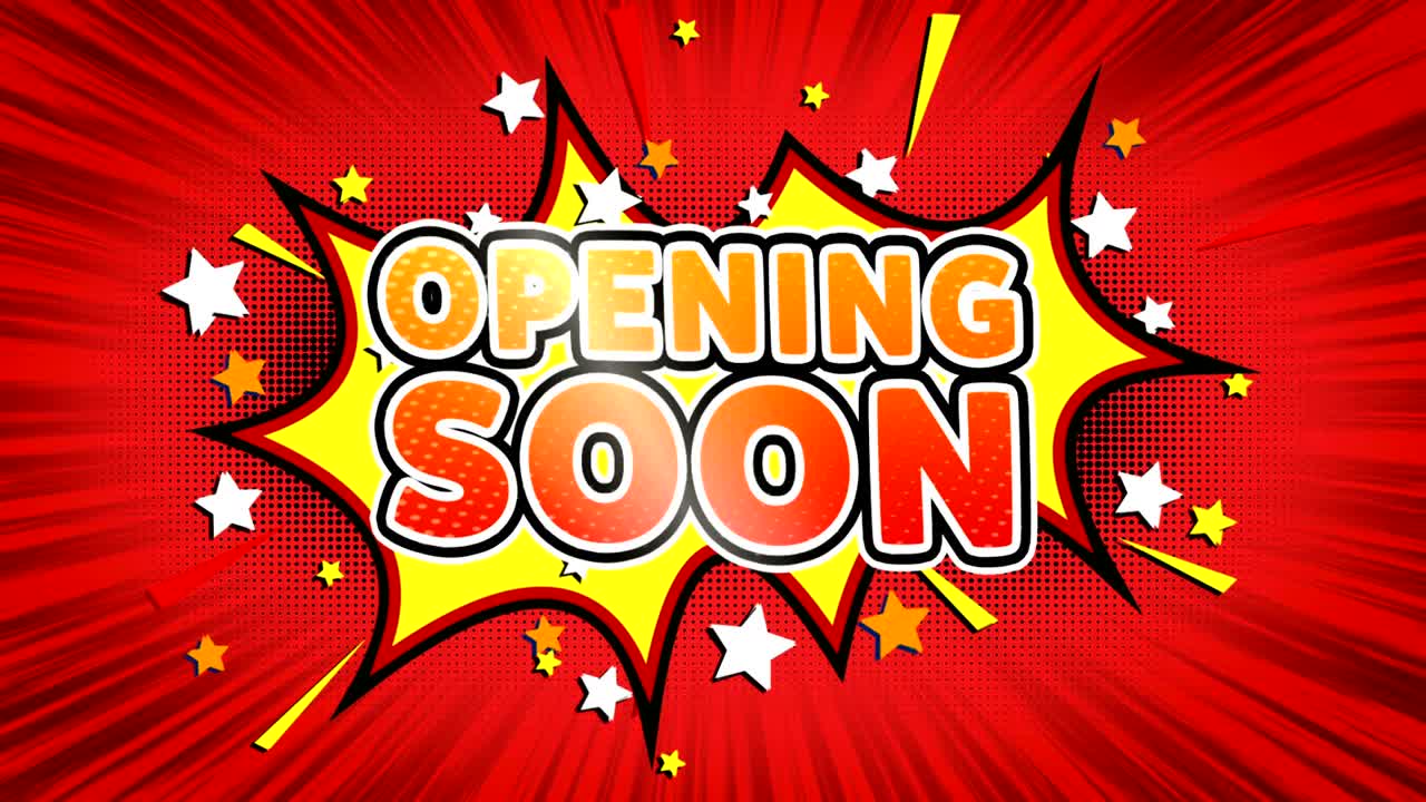 곧 열리는 단어 레트로 만화 버블 원활한 루프