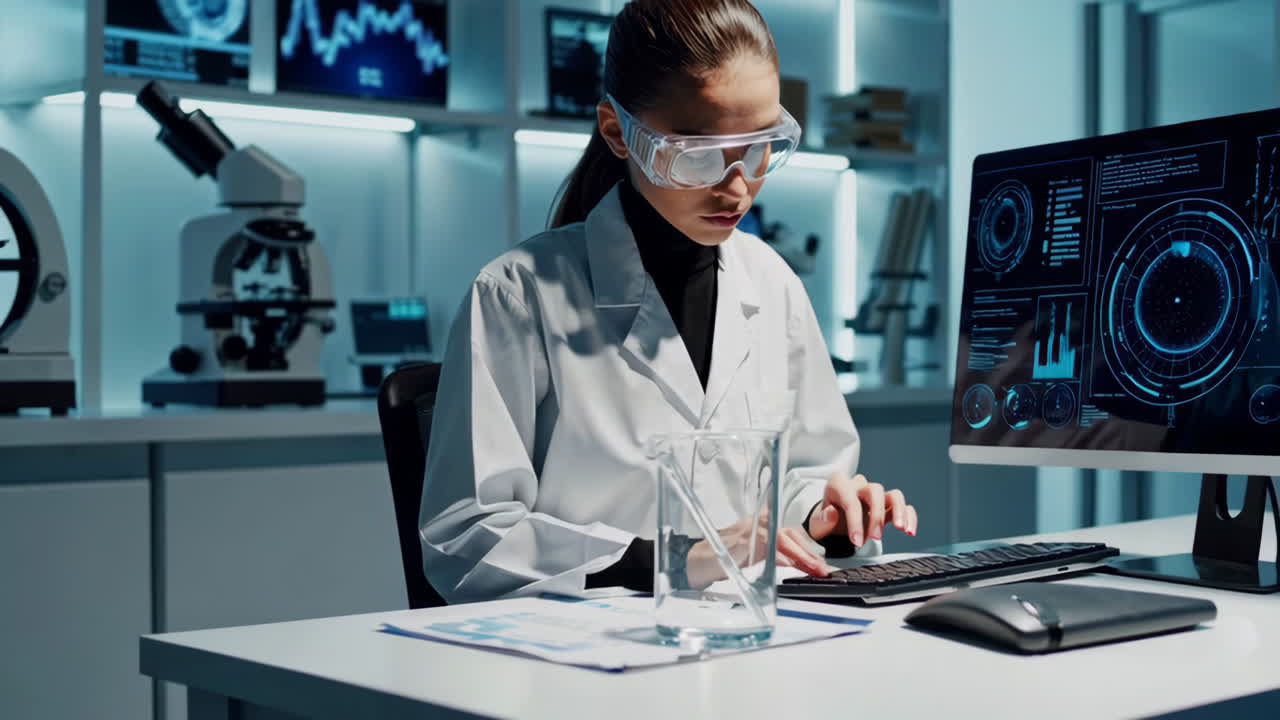 Female Scientist Working in a Modern Laboratory