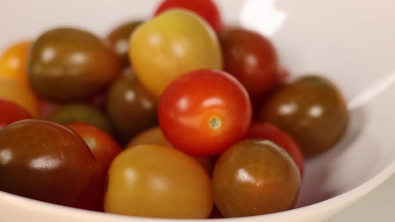 Assorted Colorful Cherry Tomatoes in a Bowl
