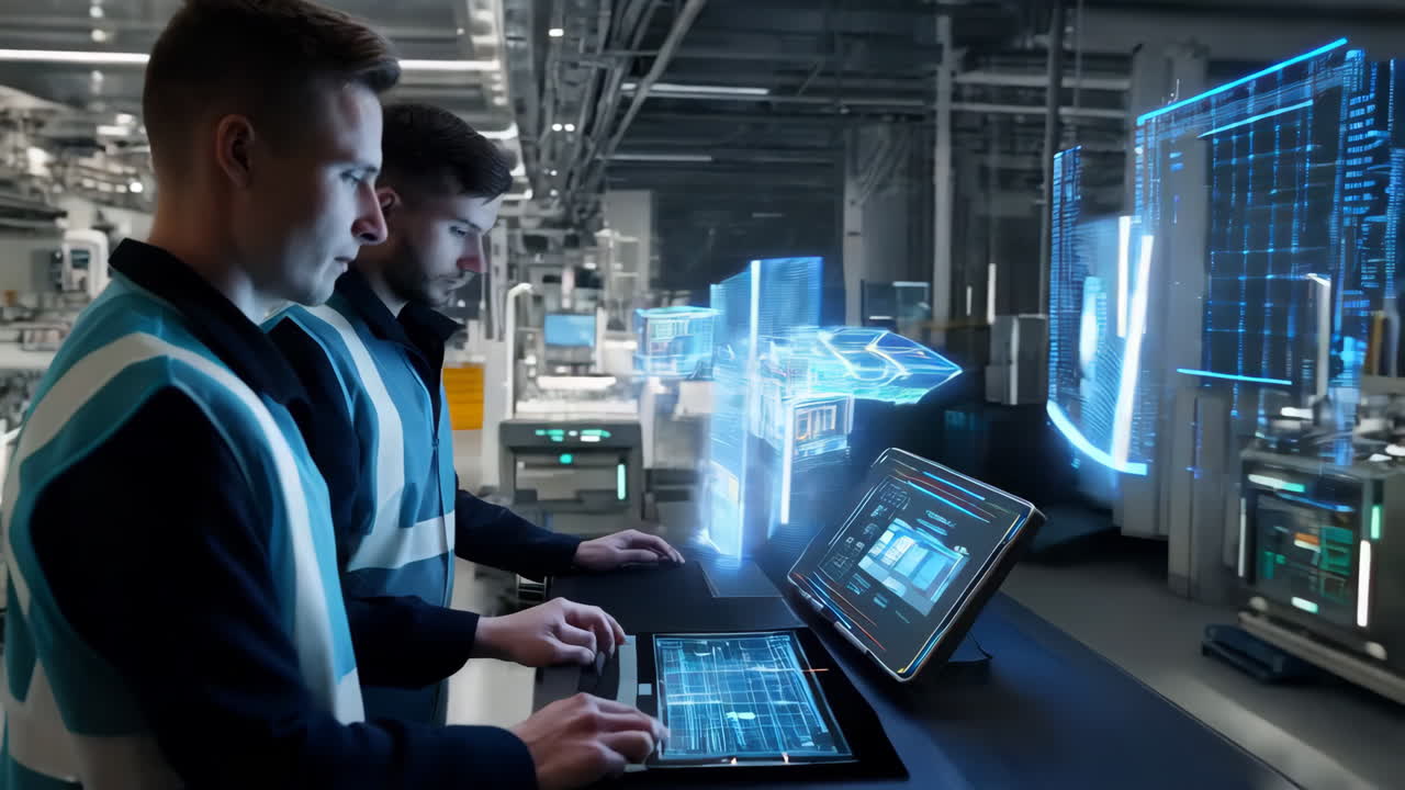 Factory Workers Using Augmented Reality Interface