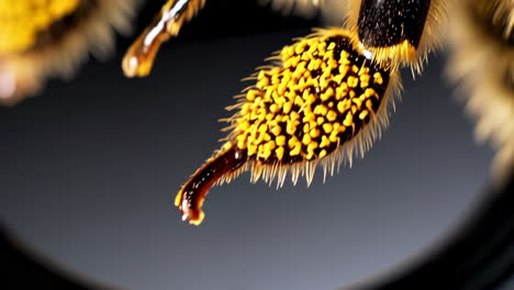 macro shot of an insect's leg covered in pollen