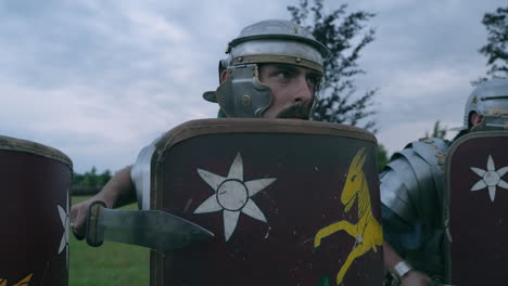 roman soldiers in reenactment