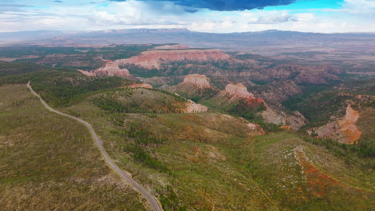 Vast territory of stunning National park of Zion, Utah, USA. Amazing mountainous landscape with rocks overgrown by scarce greenery.