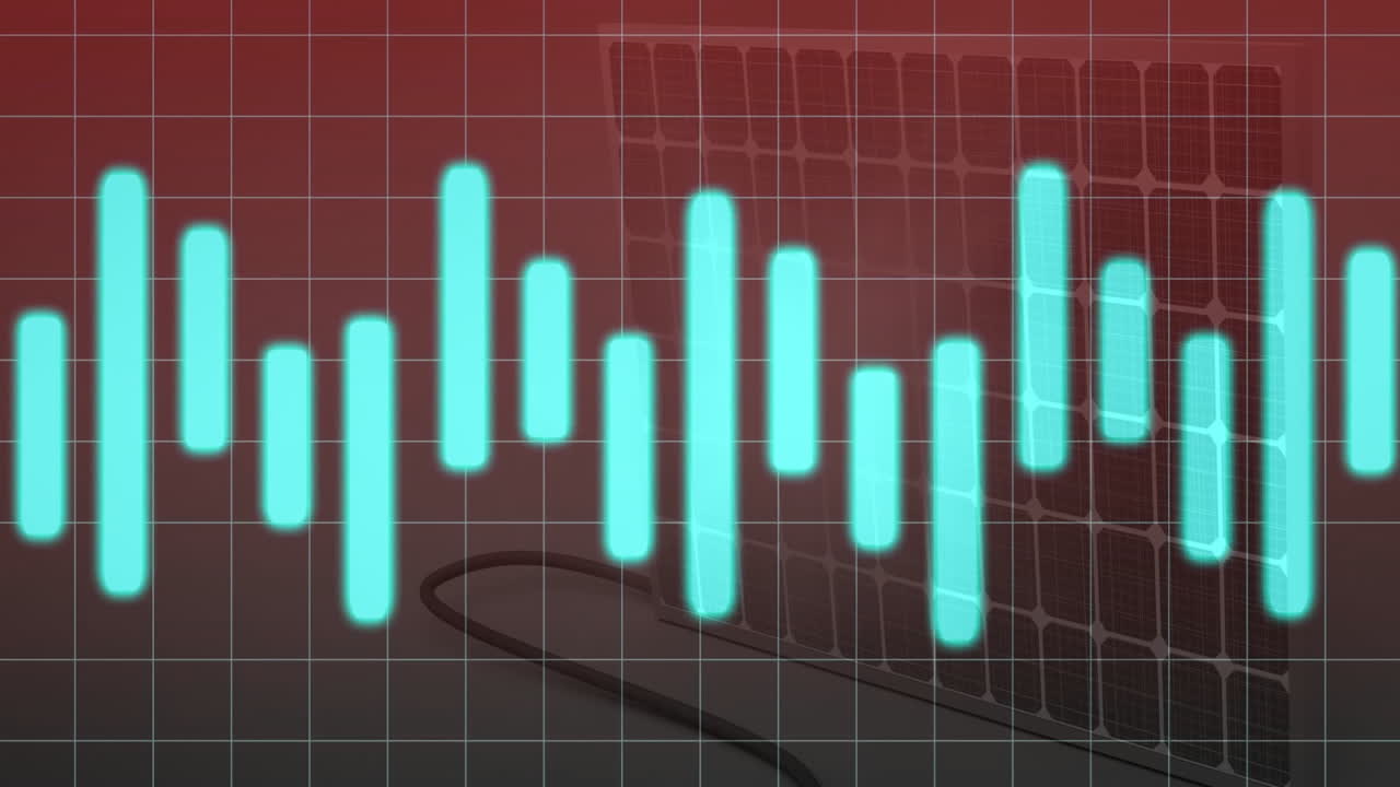 태양 패널 배경 위의 바 그래프 애니메이션