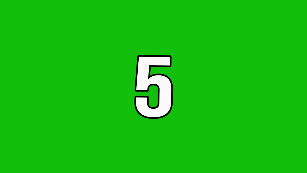 Countdown animation numbers 10 to 1 on the green screen.