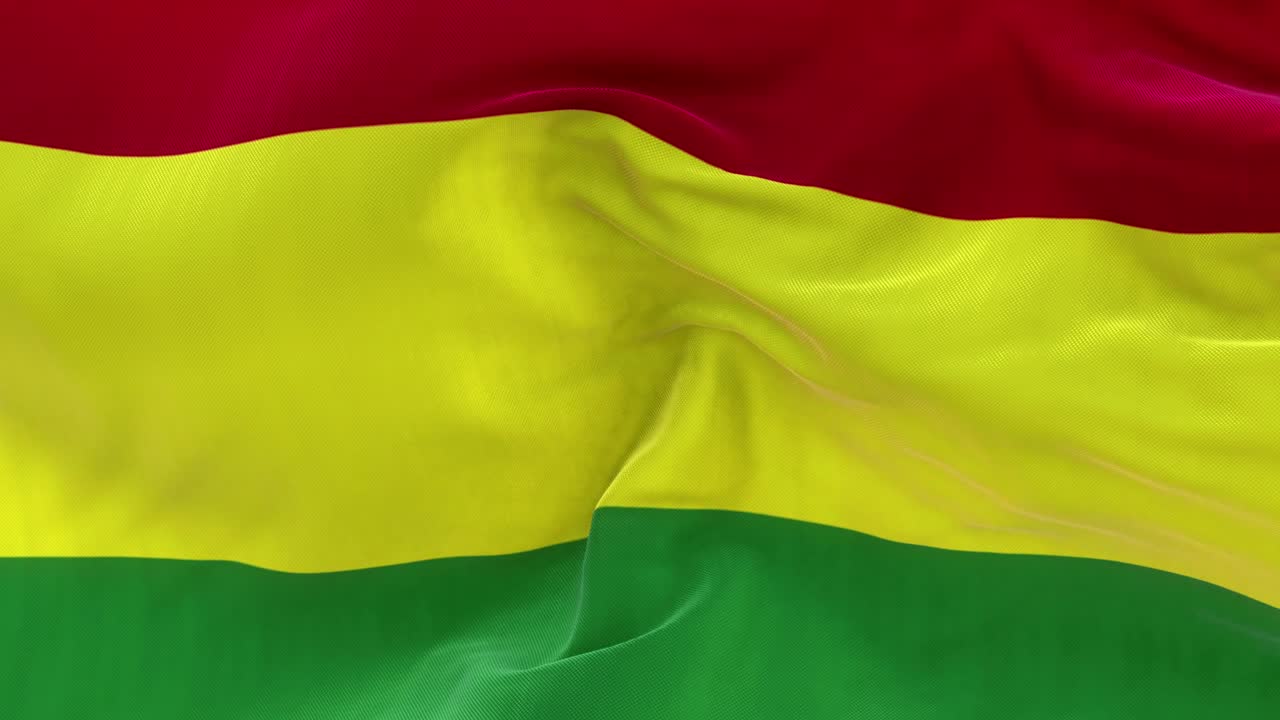 Bolivias flagga i helskärm vajar långsamt.