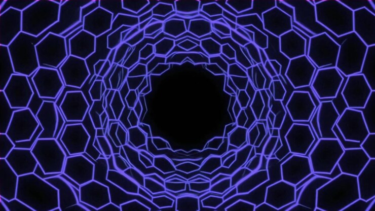 Animação Abstrata de Túnel Hexagonal Azul Brilhante