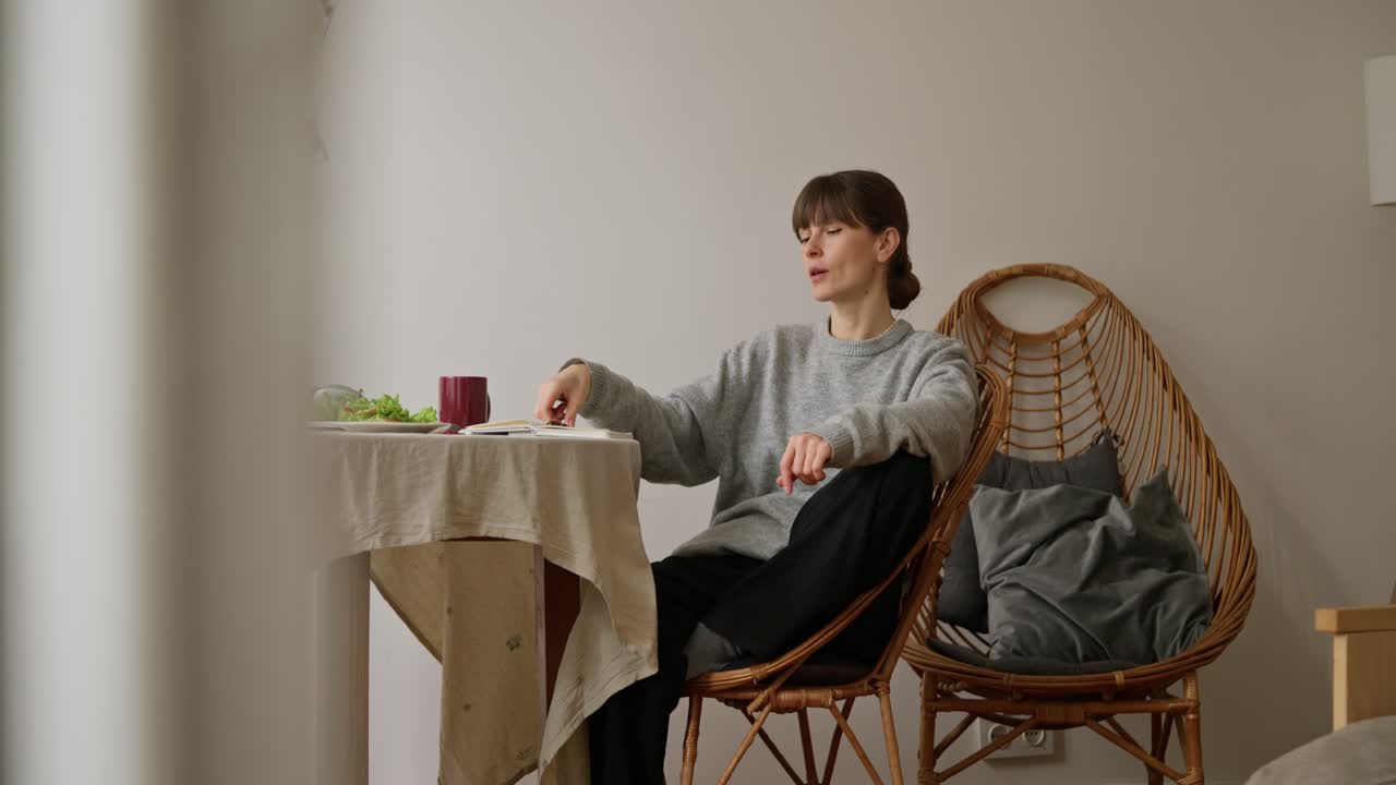 Woman working from home at a table