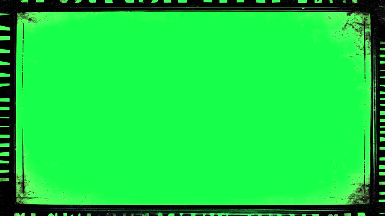 Vintage analog frame animation, transparent 4K video, green screen