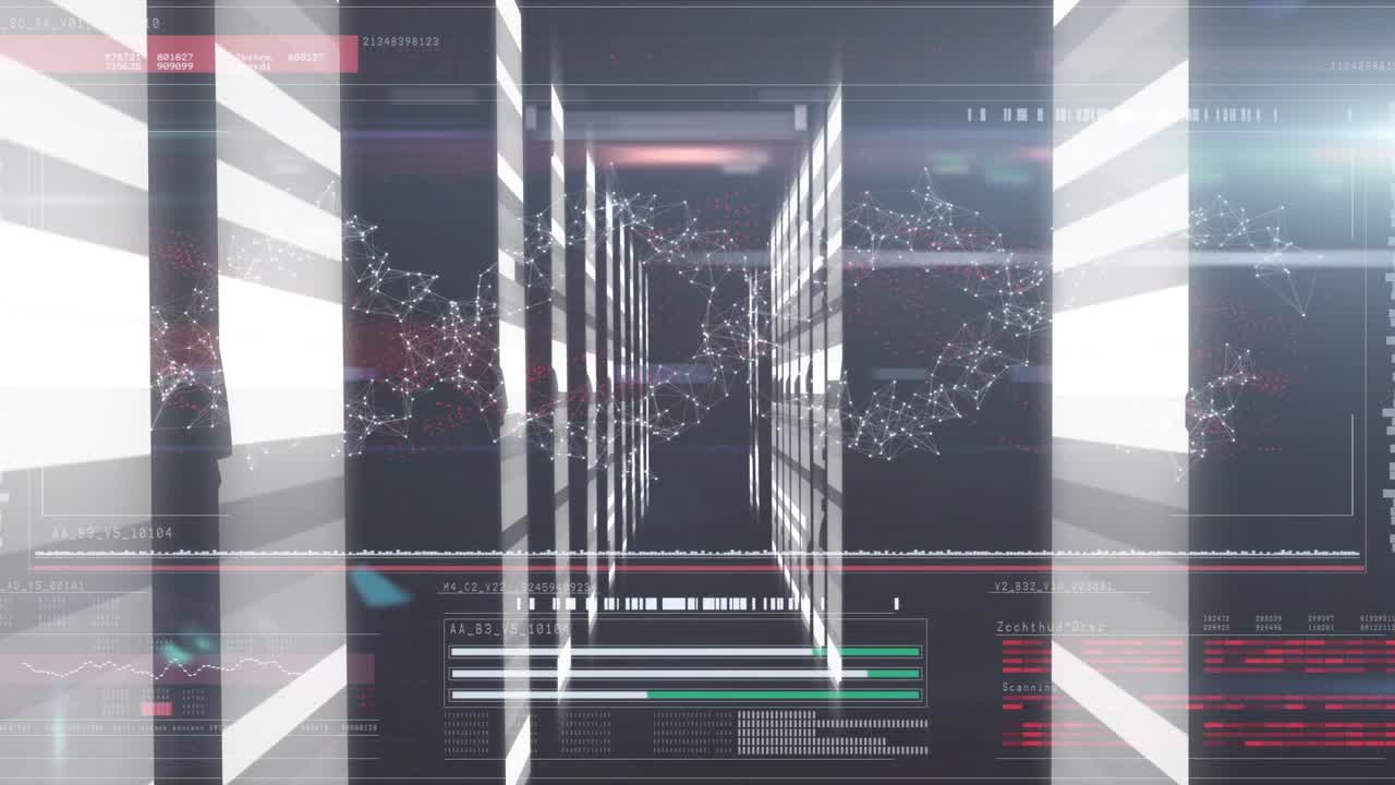 Animation of data processing over dna strands spinning