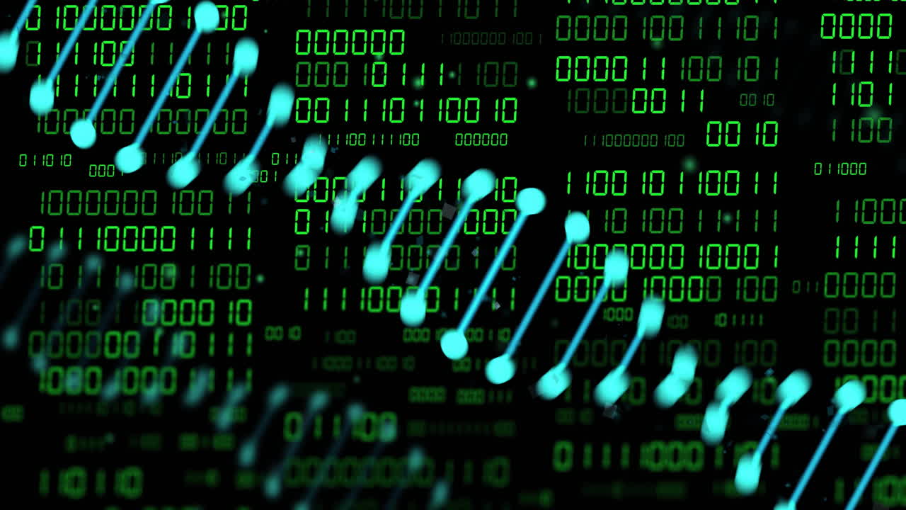 animación de cadenas de adn sobre el procesamiento de datos en fondo negro