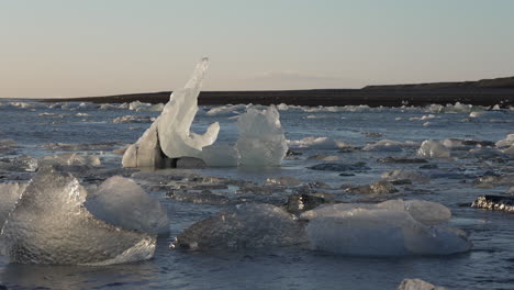 small iceberg on the sea along diamond beach in iceland