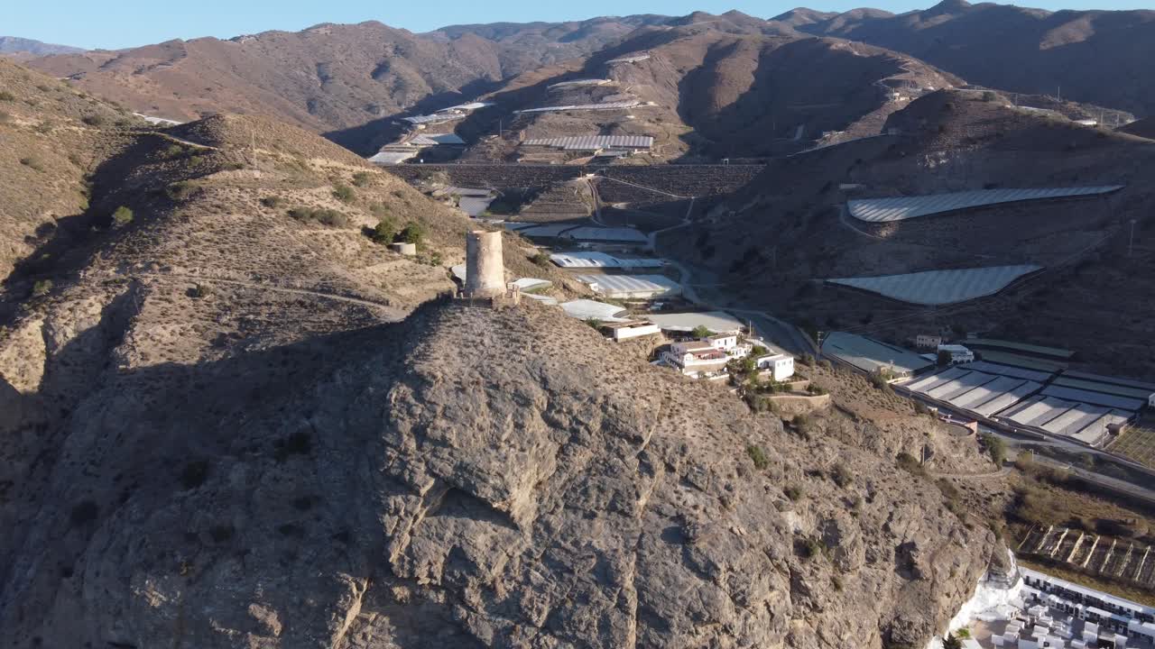 Aerial View of a Watchtower on a Mountaintop