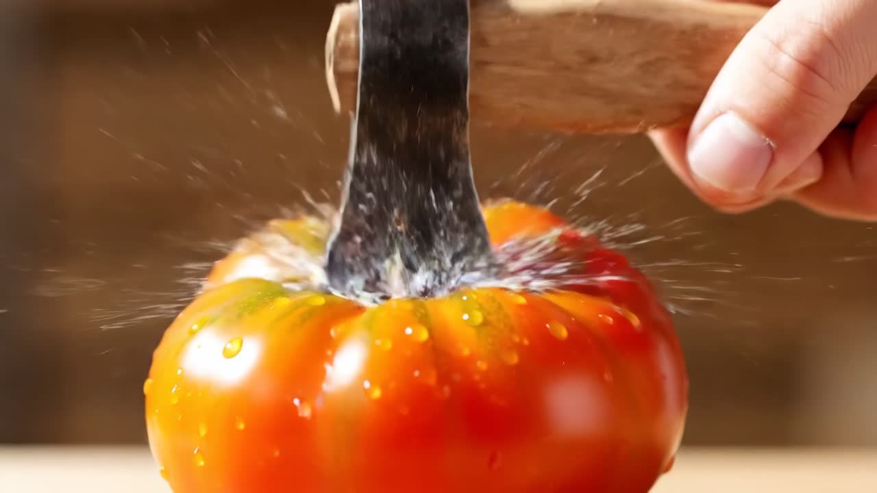 Tomato Slicing with Axe