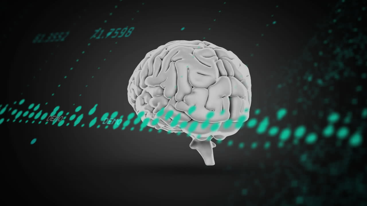 데이터 프로세싱을 통해 회전하는 뇌의 애니메이션
