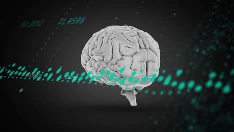 animation of spinning brain over data processing