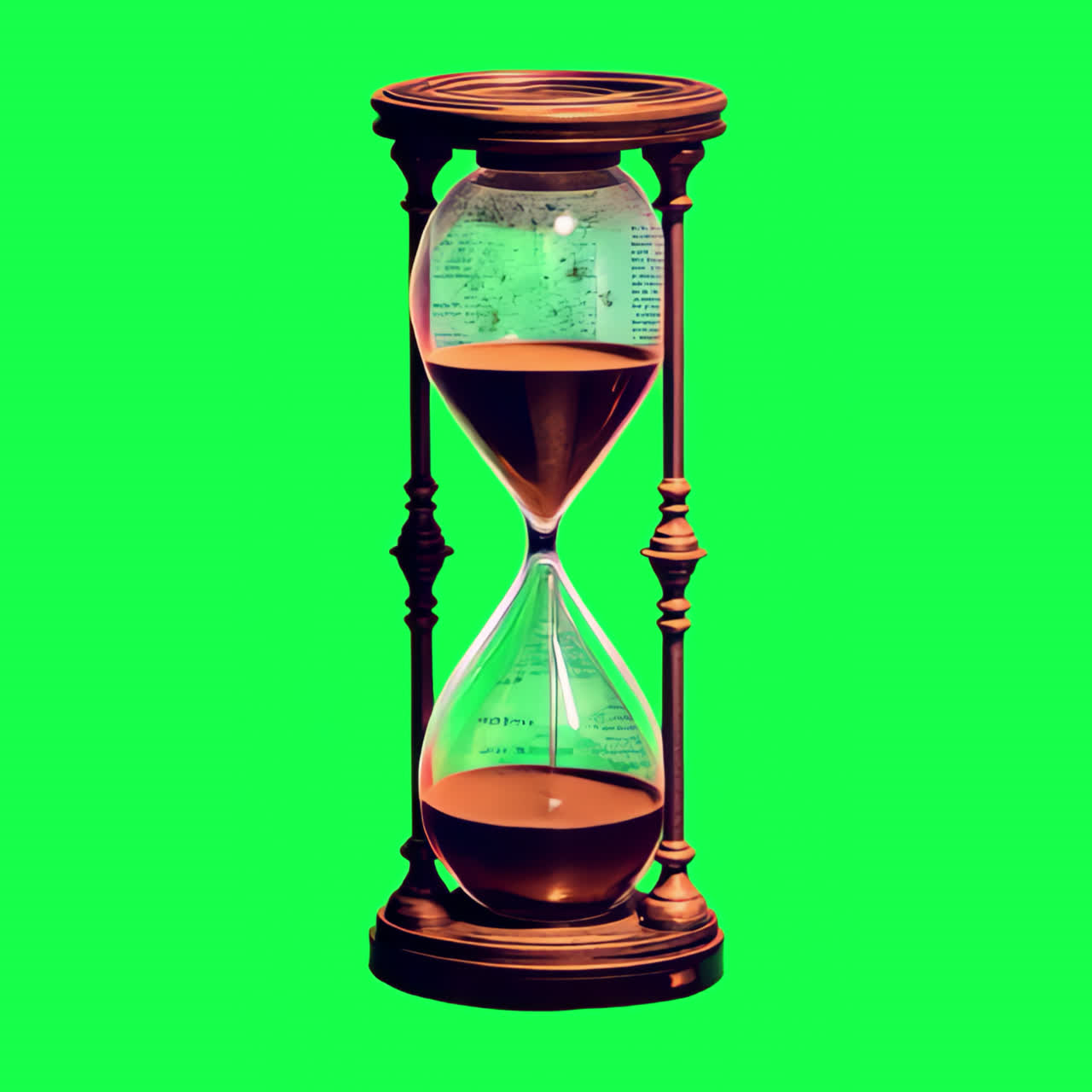Vintage hourglass time passage animation isolated asset, transparent 4K video, alpha channel, ProRes