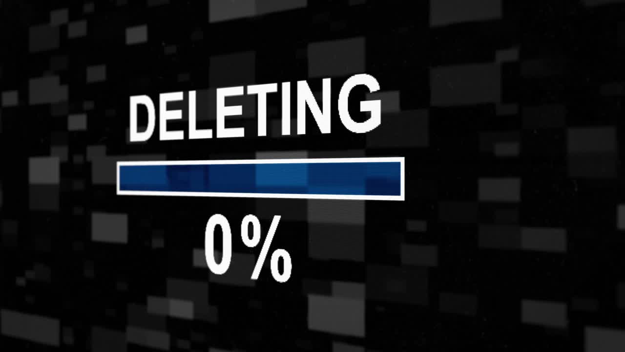 Deleting progress bar countdown computer screen animation