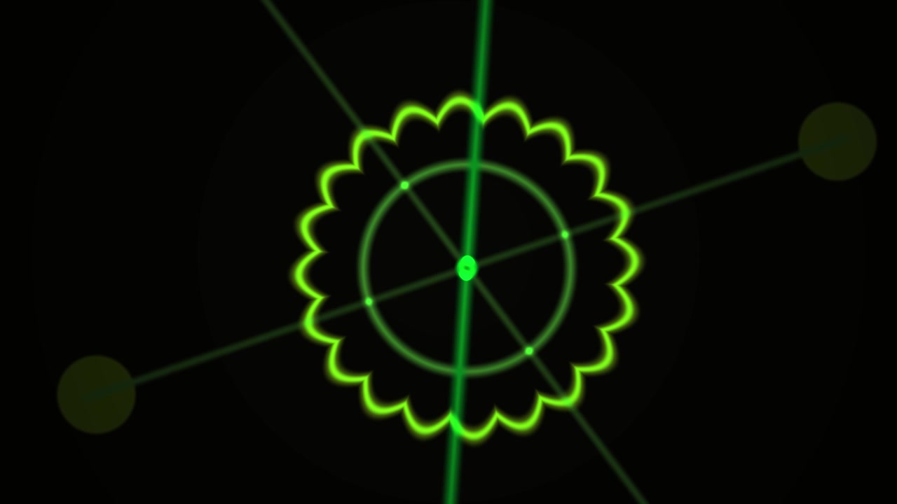 Display HUD Futuristico con Bersaglio Verde Rotante e Linee di Scansione