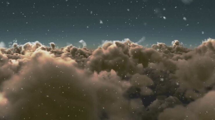 Animation of snow falling over cloudy sky