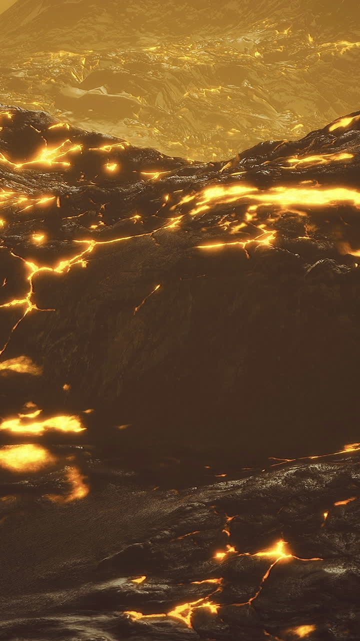 Flussi di magma illuminano il paesaggio vulcanico durante il tramonto in una regione remota