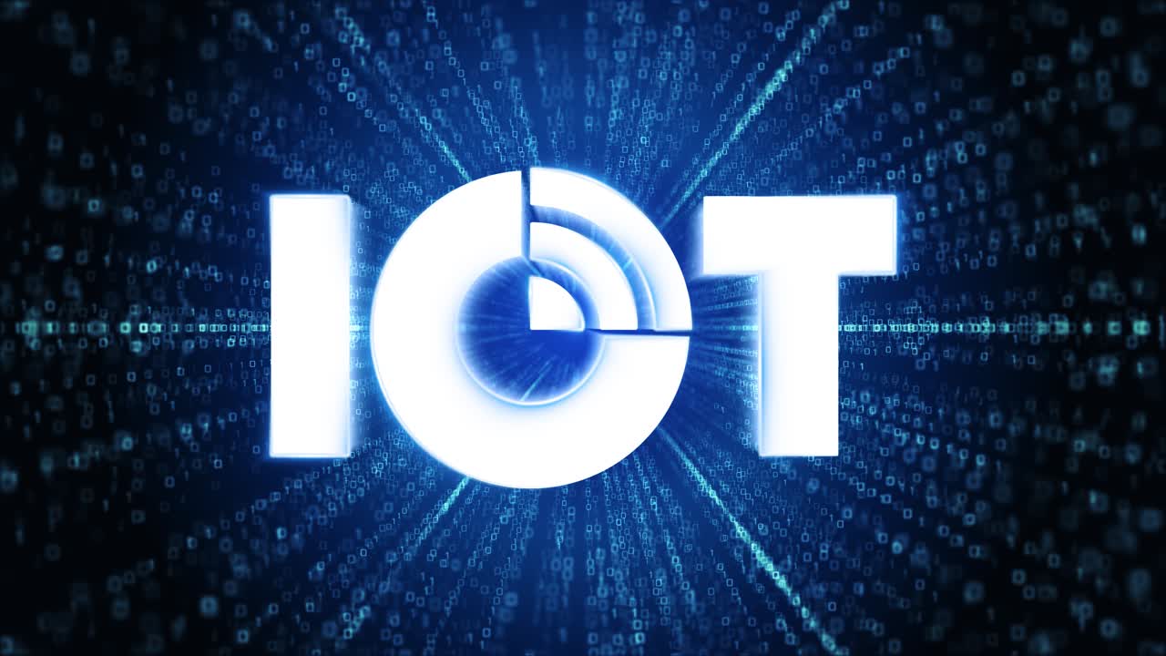 Iot icon digital cyber space loop technology tunnel animation connecting devices via wireless iot