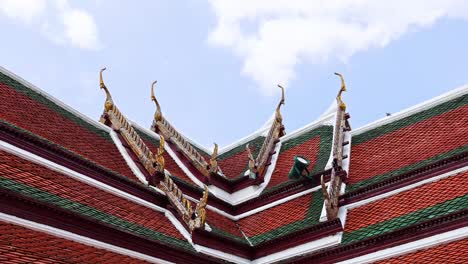 intricate temple roof against a clear sky