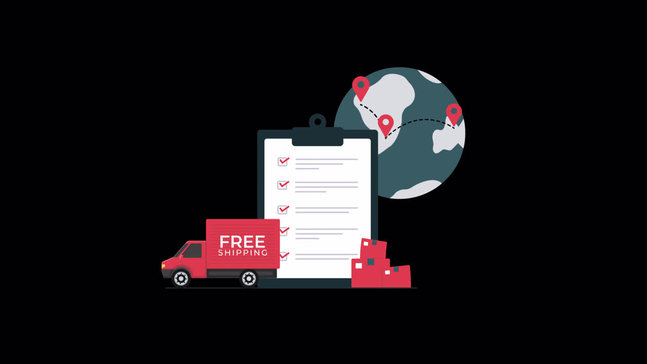 Animated Global Free Shipping and Delivery Logistics