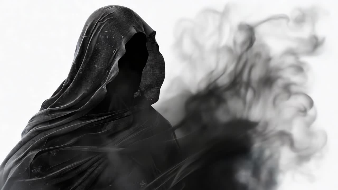 Grim Reaper Silhouette in Smoke