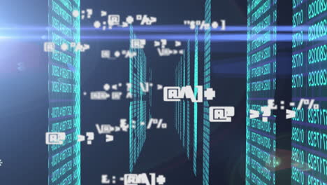 animation of scientific data processing on black background