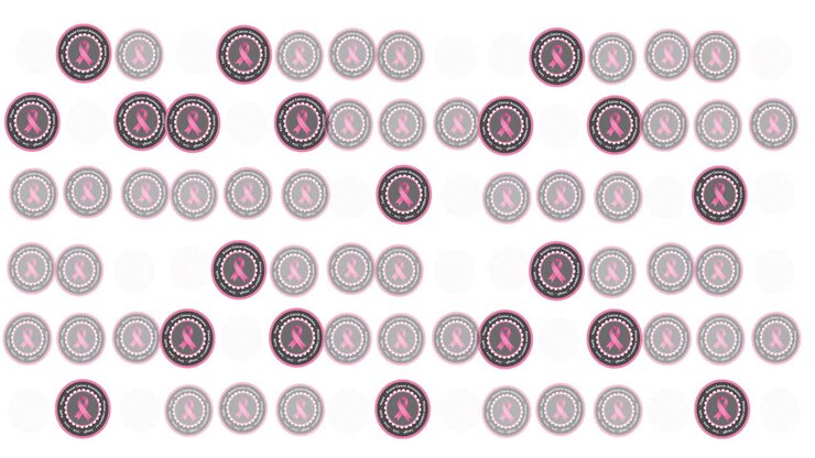 Animasjon av flere rosa sløyfelogoer og krefttekst som gløder på hvit bakgrunn
