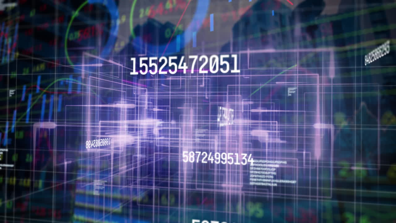 animación del procesamiento de datos con una red de conexiones sobre el paisaje urbano