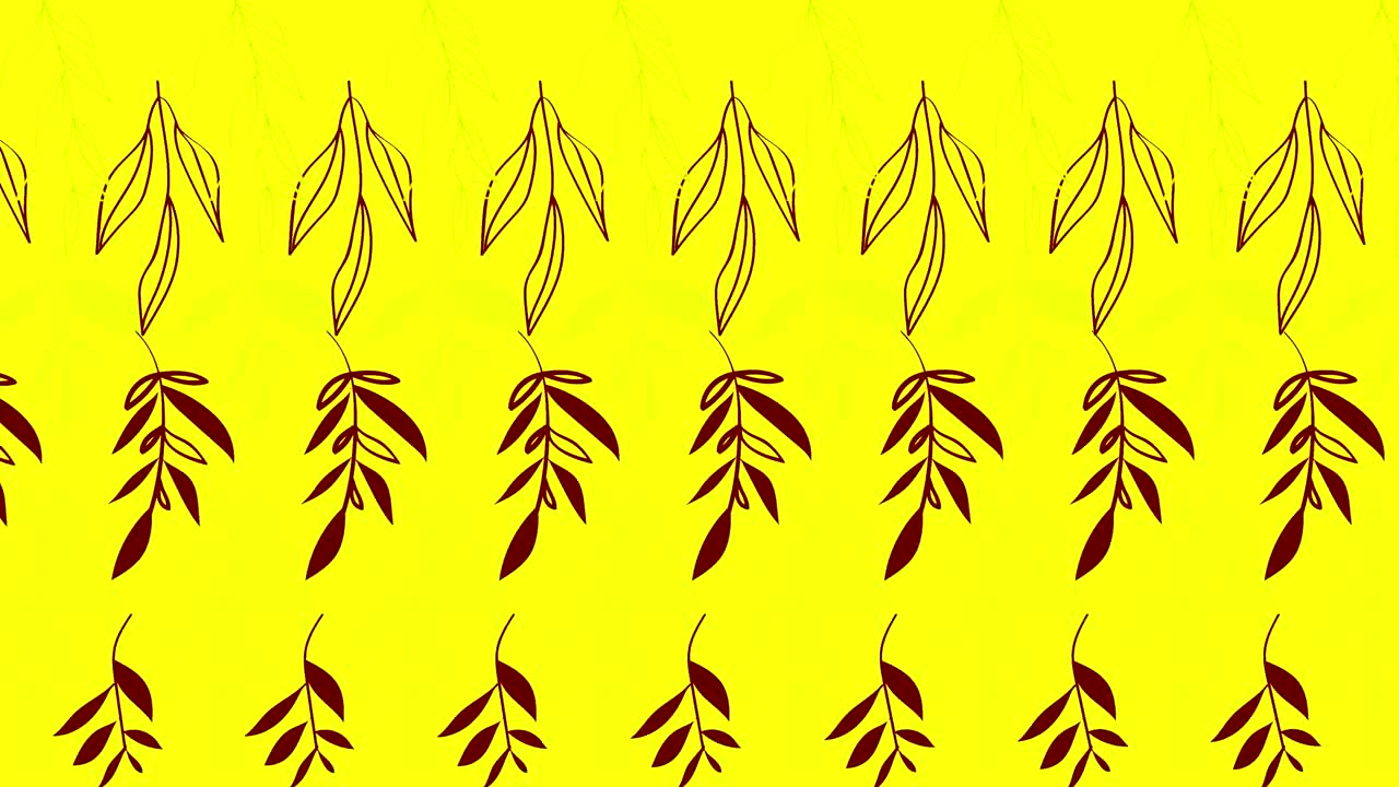 매달린 잎 디자인으로 노란색 배경