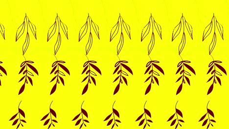 fondo amarillo con diseño de hojas colgantes