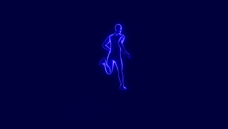 3D animation of a human hologram running and also loopable