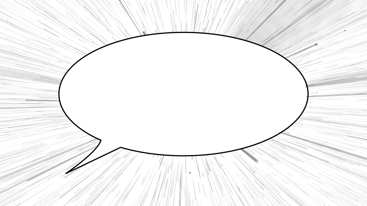 白い楕円形の吹き出し、鋭いしっぽ、黒い縁取りが特徴の、ダイナミックな漫画の空白の吹き出しビジュアル。