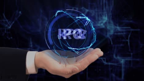 mano pintada muestra concepto holograma ipo en su mano