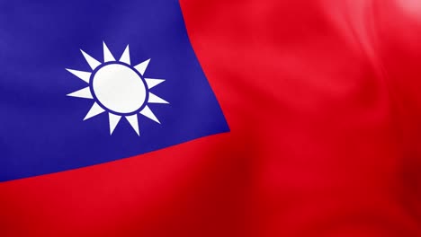 Realistic animation of Taiwanese (ROC) national flag waving. Red field blue canton with white sun emblem. Seamless loop national themes Taiwan