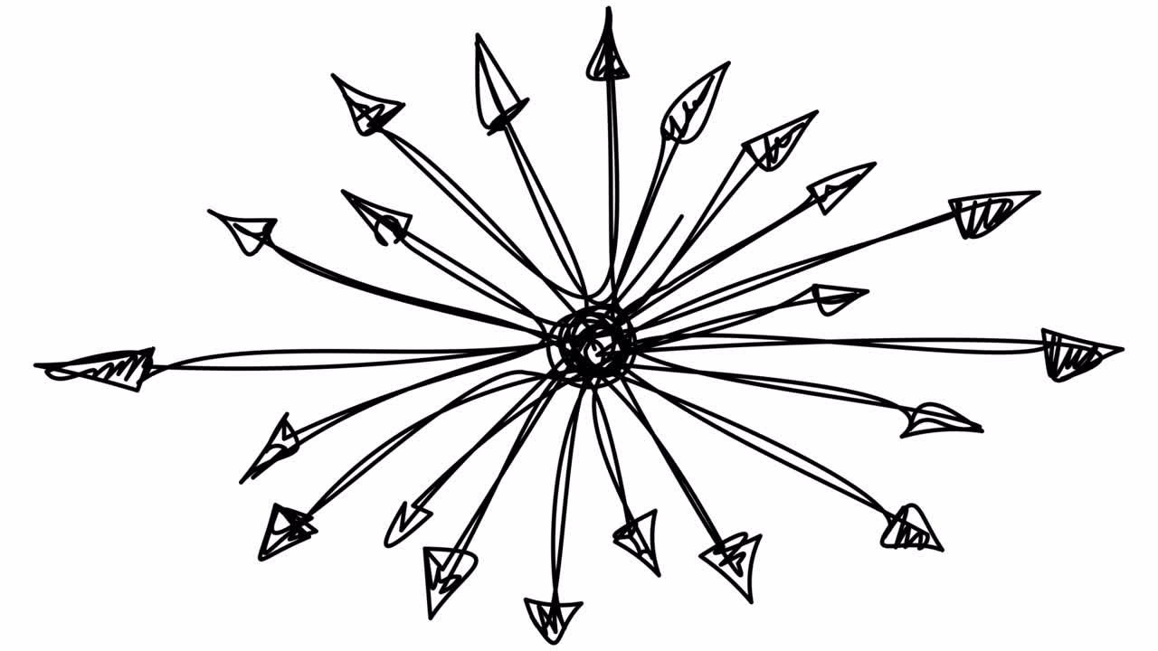 Self-drawing of arrows in different directions in one line