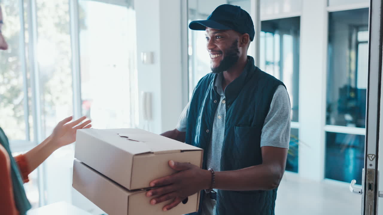 Islam woman, ecommerce and box for delivery to