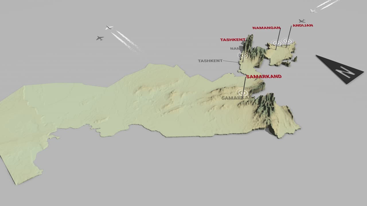 3d 지형 지도 우즈베키스탄