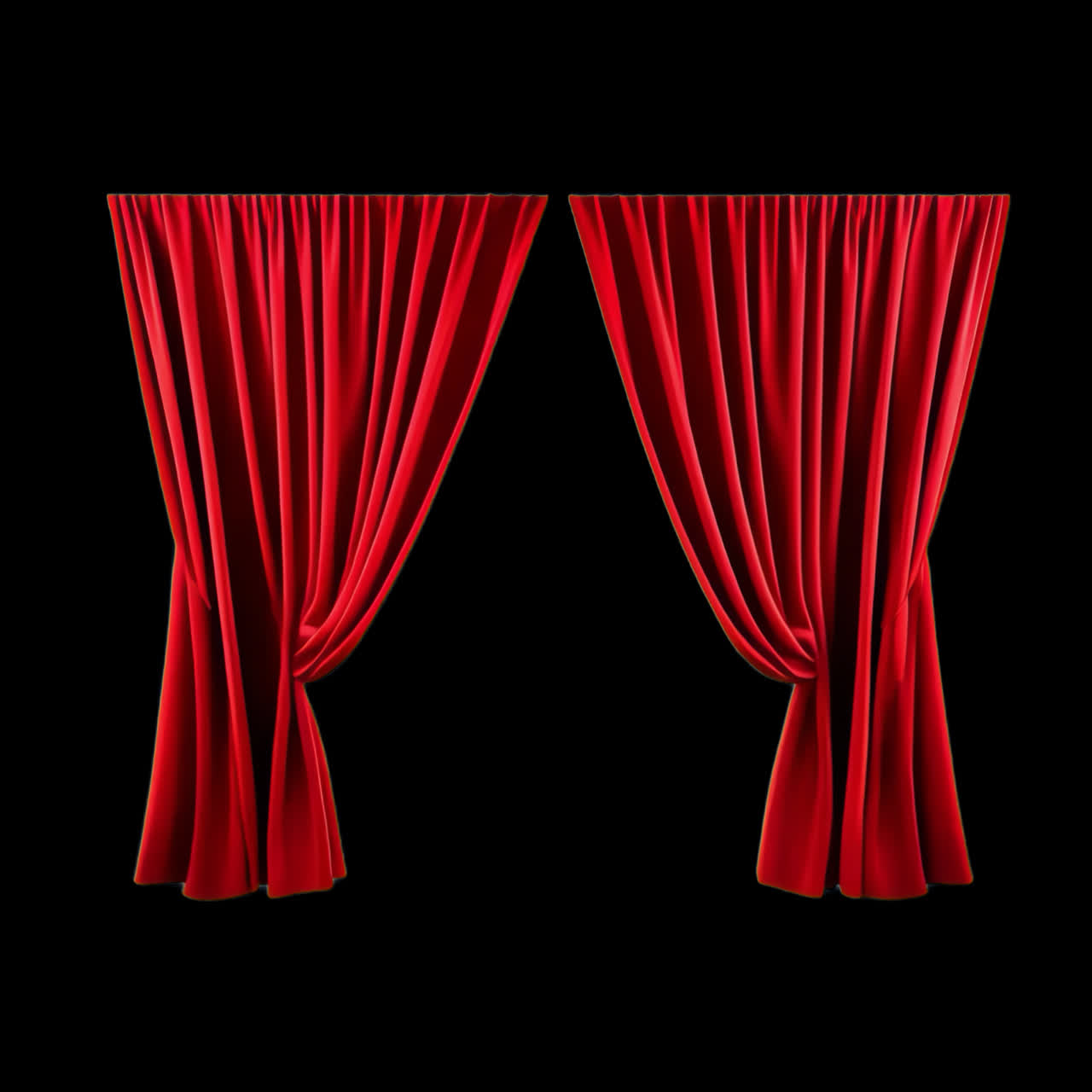 Elegante animazione di un sipario rosso da teatro, risorsa isolata, video 4K trasparente, alpha