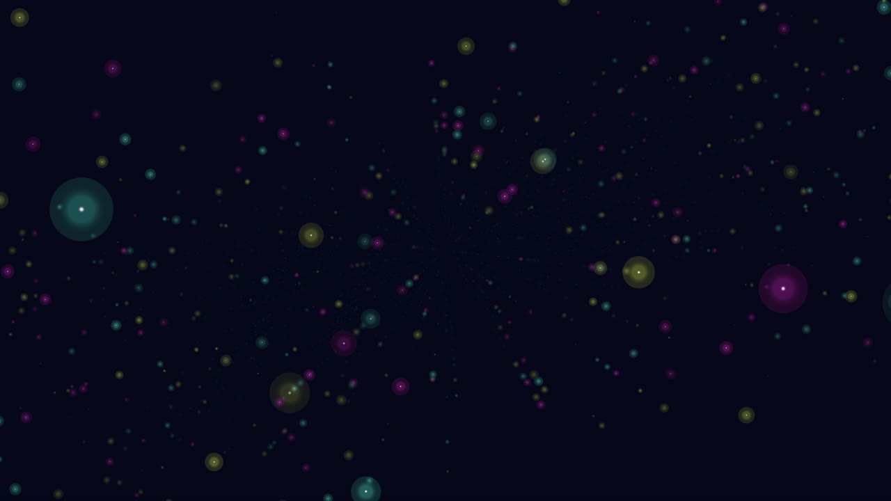 Vibrant circular array of colorful dots on black background