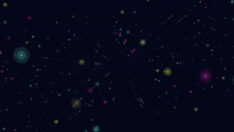 una serie circular vibrante de puntos coloridos en un fondo negro