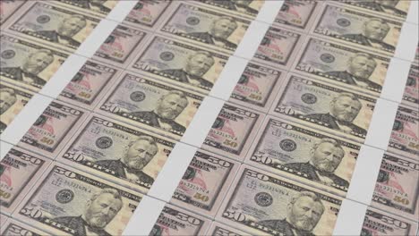 50 dollar banknotes printing by a money press