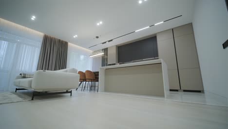 modern kitchen interior with integrated living space