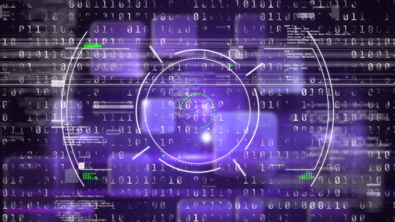 animación de iconos sobre el procesamiento de datos en fondo negro