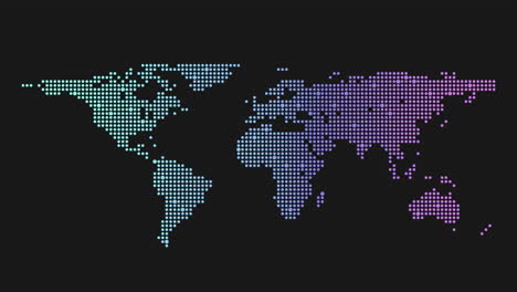 digital world map from neon dots on black gradient